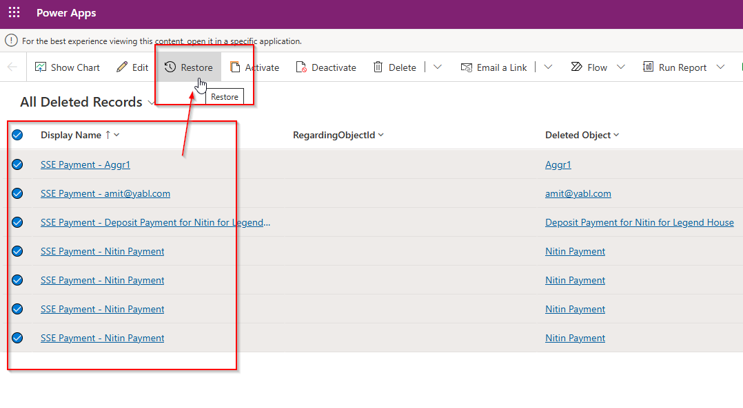 How to restore Deleted Records from Dataverse using Recycle Bin Feature